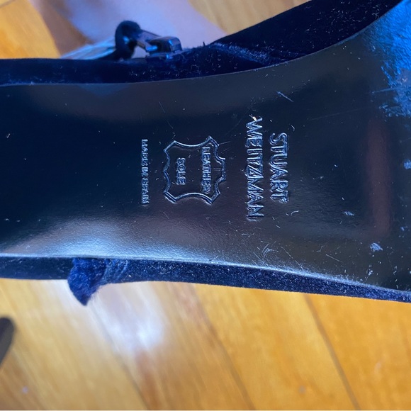 Stuart Weitzman Blue Velvet Ankle Boots 6 - Picture 11 of 14